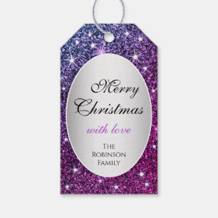 Etiqueta Para Presente Trendy Purple Glitter Sparkle Stars Glam