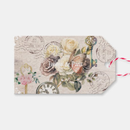 Etiqueta Para Presente Trendy Rustic de fundo francês Vintage ephemera