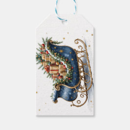 Etiqueta Para Presente Trenó de Natal em Aquarela Vintage