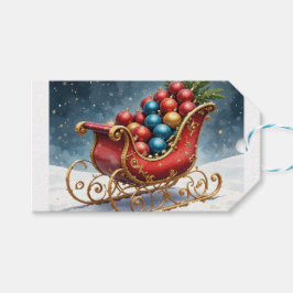 Etiqueta Para Presente Trenó de Natal em Aquarela Vintage