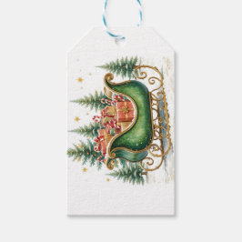 Etiqueta Para Presente Trenó de Natal em Aquarela Vintage