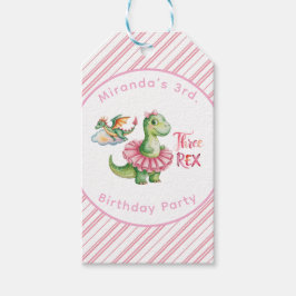 Etiqueta Para Presente Três Festas de aniversário Rex Girl Obrigado