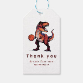 Etiqueta Para Presente Três-Rex basquete Dino aniversário