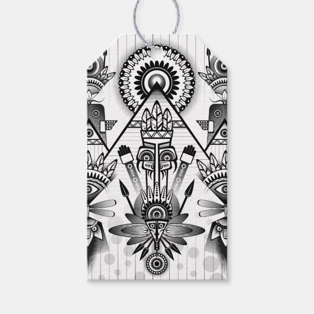 Etiqueta Para Presente Tribal Nativo abstrato (Frente)
