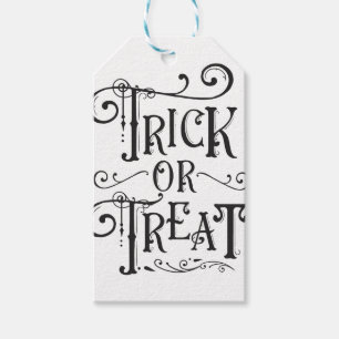 Etiqueta Para Presente Trick or Treat Tipografia Vintage Tipo Halloween