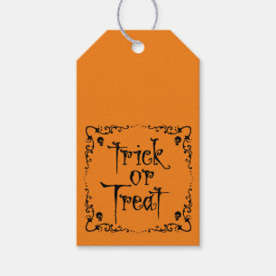 Etiqueta Para Presente Trick ou Tratamento Laranja de Abóbora Halloween