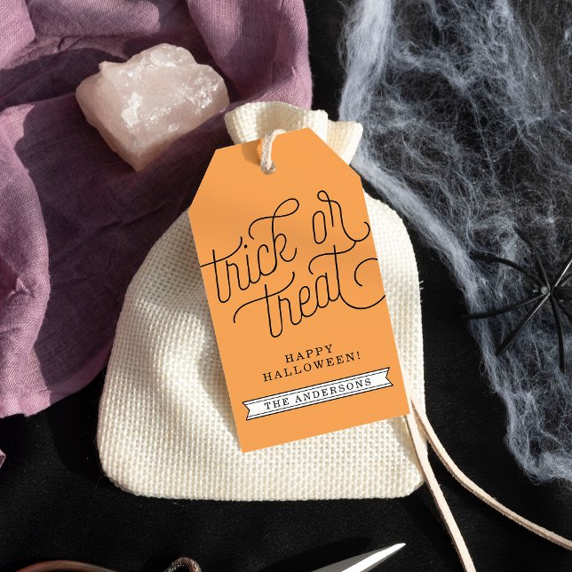 Etiqueta Para Presente Trick ou Tratar Halloween Personalizado (Criador carregado)