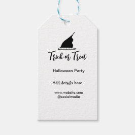 Etiqueta Para Presente Trick ou trate o chapéu preto do Halloween w