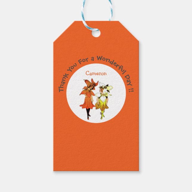 Etiqueta Para Presente Trillium Tiger-Lily Whimsical Flower Party Supply (Frente)