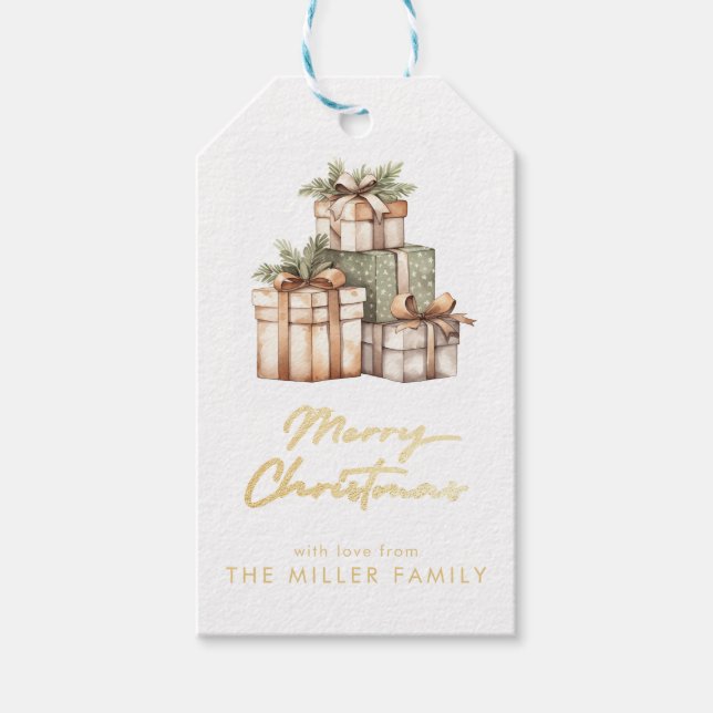 Etiqueta Para Presente Troca de Presentes de Natal Elefante Branco (Frente)