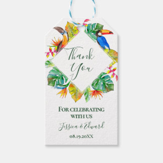 Etiqueta Para Presente Tropical Floral Paradise Diamond Frame Obrigado