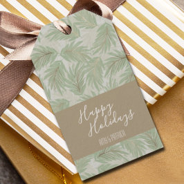 Etiqueta Para Presente Tropical Green and Gold Leaves Christmas Holiday