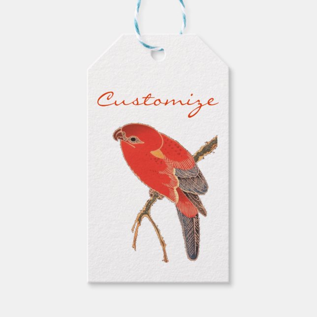 Etiqueta Para Presente Tropical Red Parrot Thunder_Cove (Frente)