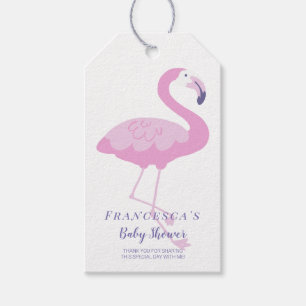 Etiqueta Para Presente Tropical Rosa Flamingo Obrigado Chá de fraldas