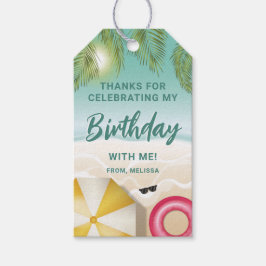 Etiqueta Para Presente Tropical Sunny Teal Sand Beach Birthday Thank You