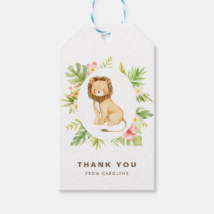 Etiqueta Para Presente Tropical Watercolor Lion Summer Obrigado