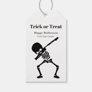 Etiqueta Para Presente Truque ou Tratamento de Esqueleto de Halloween