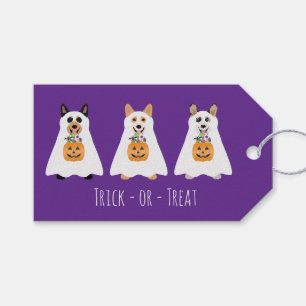 Etiqueta Para Presente Truque Ou Tratar Cães Fantasmas De Corgi Halloween