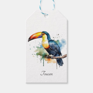 Etiqueta Para Presente Tucano no Ramo Arte Aquarela, personalizado