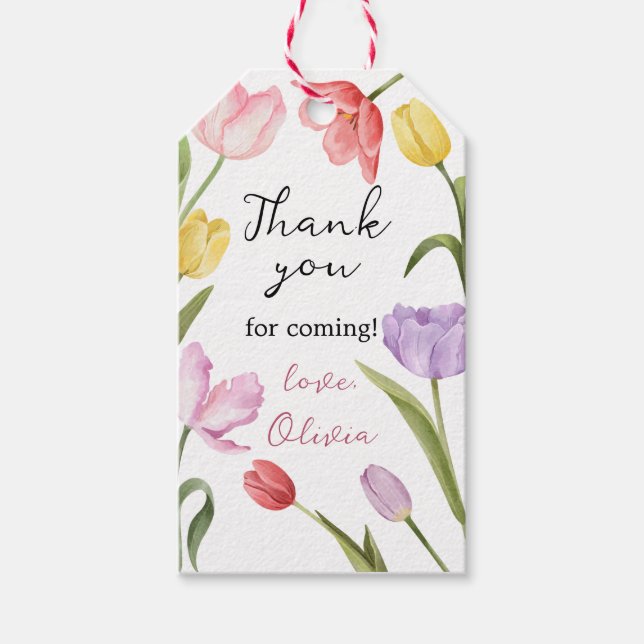 Etiqueta Para Presente Tulipas boho florais obrigado (Frente)