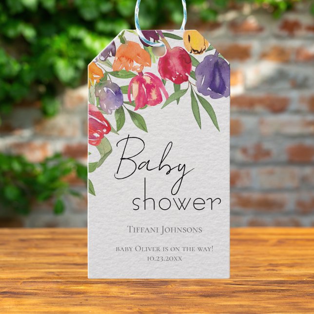 Etiqueta Para Presente Tulipas de Celebração de Primavera - Baby Shower (Criador carregado)