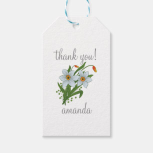 Etiqueta Para Presente Tulipas e Daffodils Flores Obrigado