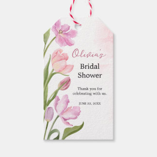 Etiqueta Para Presente Tulipas em Aquarela Churrasco de Noiva Floral Eleg
