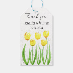 Etiqueta Para Presente Tulipas flores aquarela Casamento Russo Amarelo