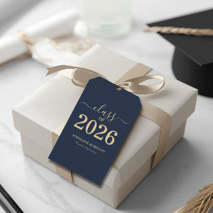 Etiqueta Para Presente Turma de 2026 Azul Marinho Dourado Script Formatur