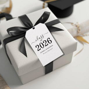 Etiqueta Para Presente Turma de 2026 Branco Preto Graduação Moderna 