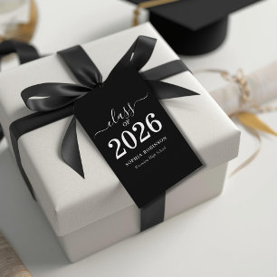 Etiqueta Para Presente Turma de 2026 Graduação Preta Branca Moderna