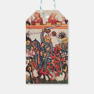 ETIQUETA PARA PRESENTE TURNAÇÃO MEDIEVAL, LUTA CONTRA CONHECIMENTOS E D