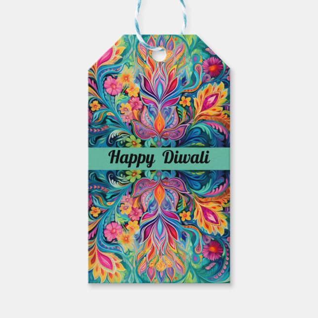 Etiqueta Para Presente Turquoise Diwali Dreamscape (Frente)