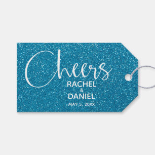 Etiqueta Para Presente Turquoise Faux Glitter Weding Favor