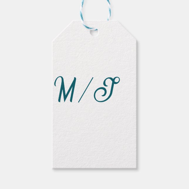 Etiqueta Para Presente Turquoise monogram wedding couple name simple styl (Frente)