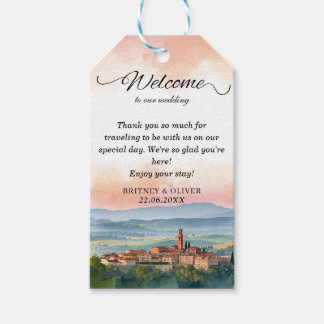 Etiqueta Para Presente TUSCANY Italy Watercolor Skyline Photo Wedding