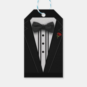 Etiqueta Para Presente Tuxedo preto com Rosa vermelha