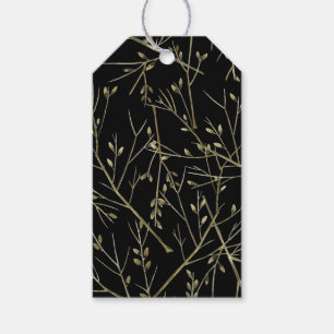 Etiqueta Para Presente Twigs Dourados em preto