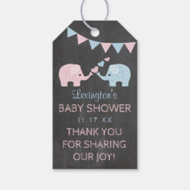 Etiqueta Para Presente Twinboy e Chá de fraldas de Elefantes Raparigas Ob