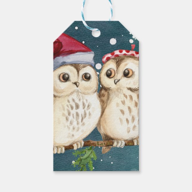 Etiqueta Para Presente Two cute drawn Owls (Frente)