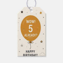 Uau! 5 Anos? Tag de Presente de Aniversário