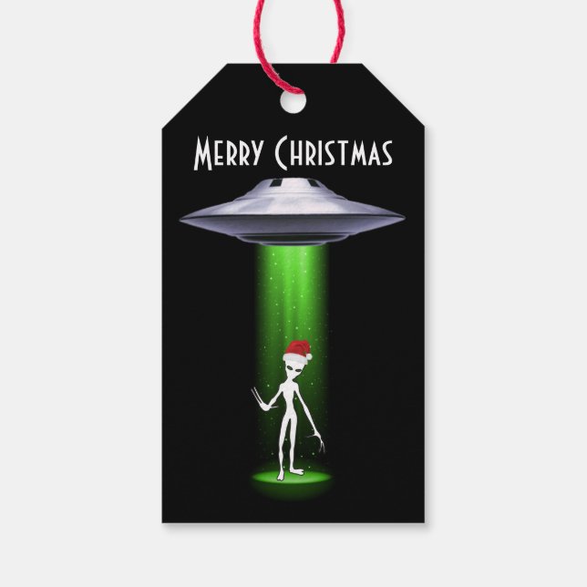 Etiqueta Para Presente UFO Natal 🛸 Alienígena Engraçada (Verso)