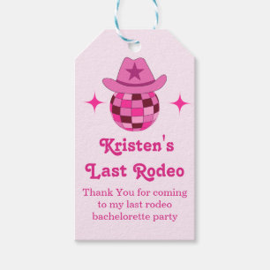 Etiqueta Para Presente Último Rodeio Rosa Disco Cowgirl Despedida de Solt