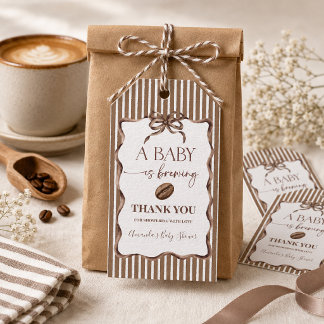 Etiqueta Para Presente Um Bebê Está Preparando Café Chá de Bebê
