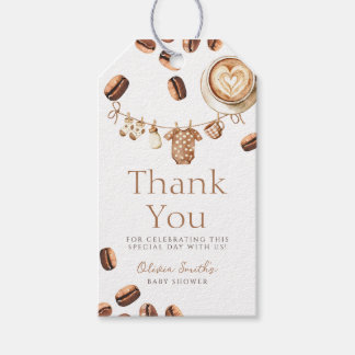 Etiqueta Para Presente Um bebê está preparando café grão de café Obrigado