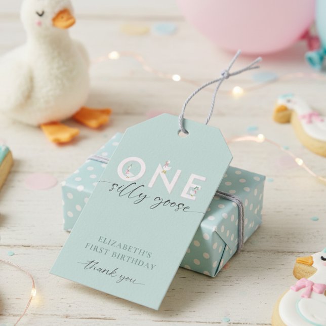 Etiqueta Para Presente Um Bobo ganso primeiro aniversario (Criador carregado)