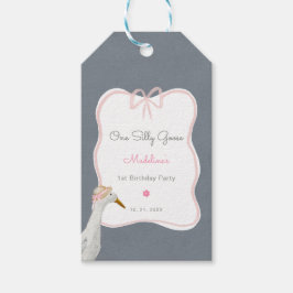 Etiqueta Para Presente Um Bobo Goose Pink Arco primeiro aniversario Party