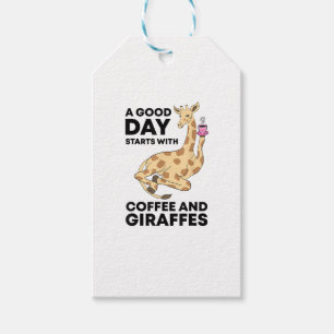 Etiqueta Para Presente Um Bom Dia Começa Com Café E Girafa Engraçado