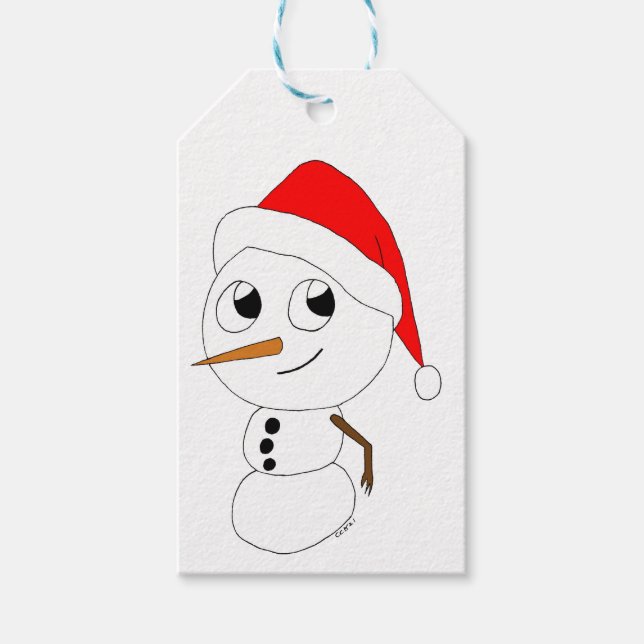 Etiqueta Para Presente um boneco de neve chibi (Frente)