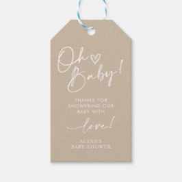 Etiqueta Para Presente Um Chá de fraldas Minimalista Beige Neutro Favor